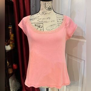 Y2K Covington Lace Trimmed Ruched Sleeve Fitted Top